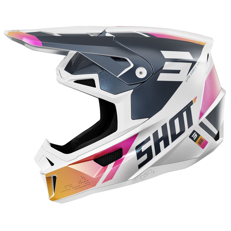 Каска за мотокрос Shot Lite Ultra pearl blue-orange-pink