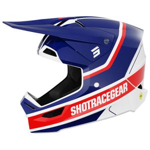 Каска за мотокрос Shot Race Mythic лъскава синьо-червена
