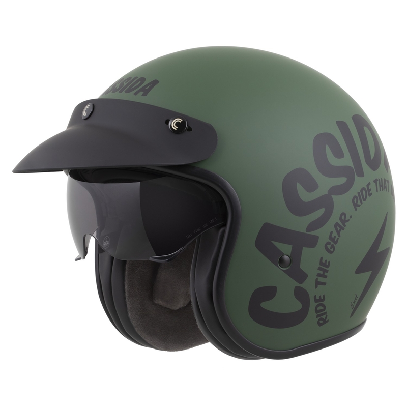 Мотоциклетна каска Cassida Oxygen 2.0 Gear Open Face Matte Green-Black