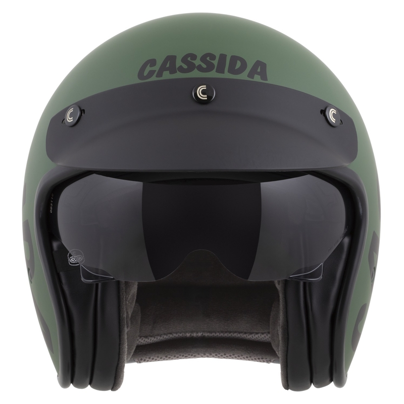 Мотоциклетна каска Cassida Oxygen 2.0 Gear Open Face Matte Green-Black