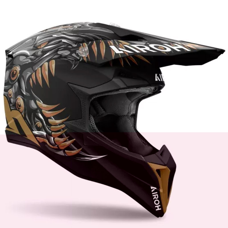 Каска за мотокрос Airoh Wraaap Cyborg черна мат