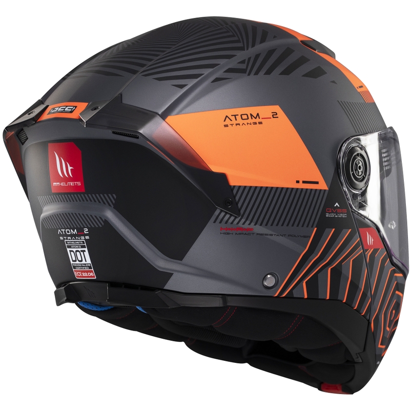 Výklopná helma na motorku MT Atom 2 SV Strange matná šedo-černo-oranžová