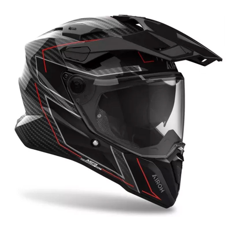 Мото каска Ендуро Airoh Commander 2 Carbon Стилна черно-червена