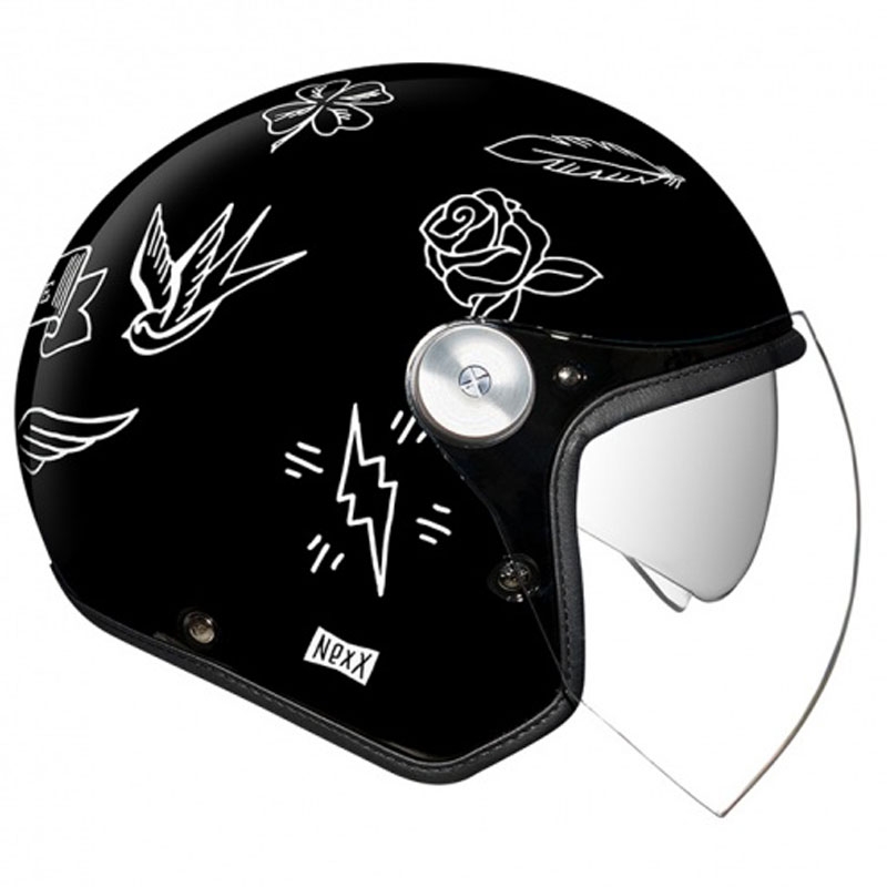 Отворена каска Nexx X.G30 Tattoo черно и бяло разпродажба