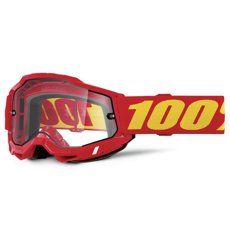 Очила за мотокрос 100% ACCURI 2 Enduro червени с двоен прозрачен плексиглас