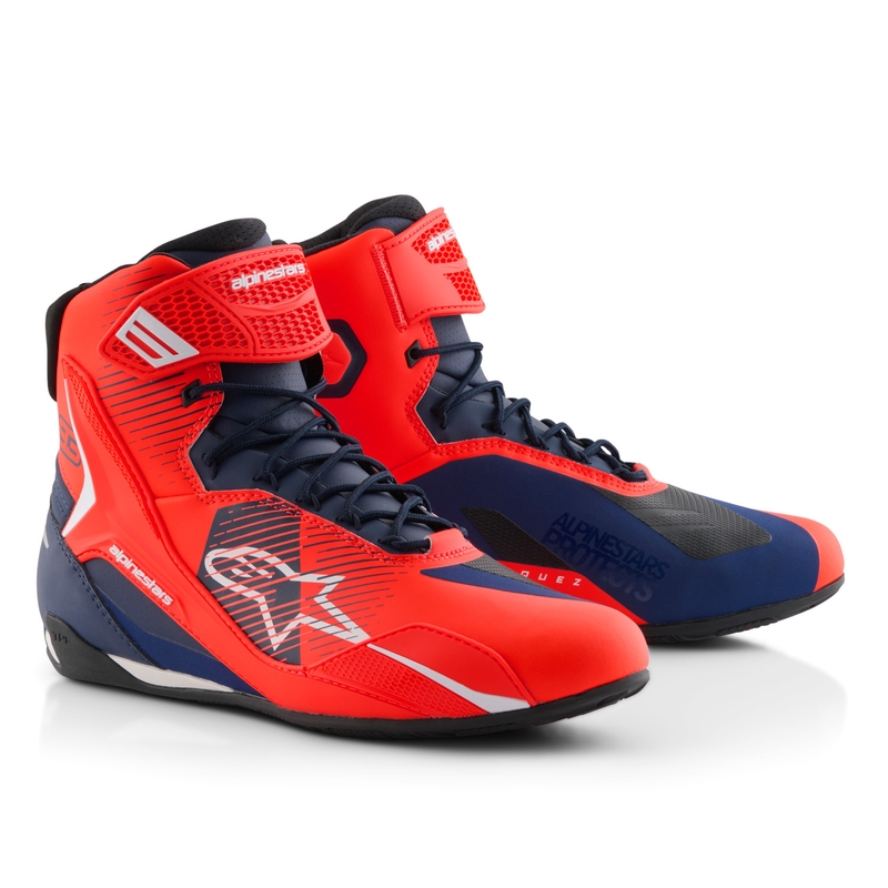 Alpinestars Faster-4 мотоциклетни ботуши колекция MM93 флуор червено-синьо-бели