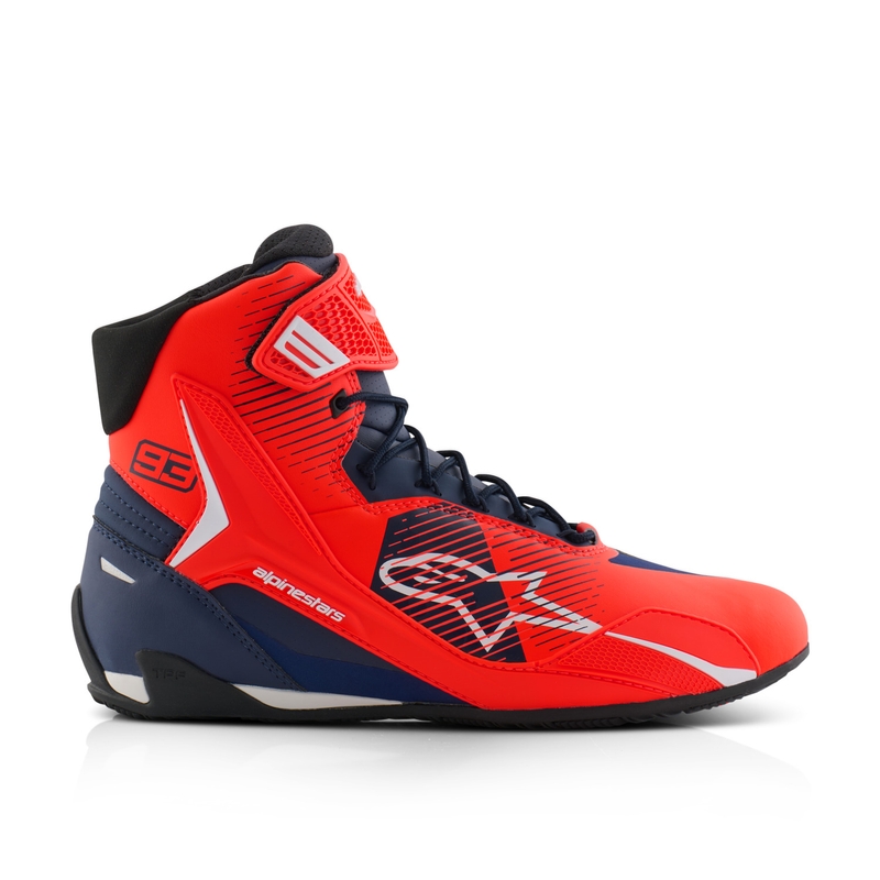 Alpinestars Faster-4 мотоциклетни ботуши колекция MM93 флуор червено-синьо-бели