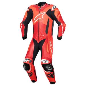 Alpinestars GP Plus V4 Sprint Еднокомпонентен кожен мотоциклетен костюм, съвместим с Tech-air, Fluo Red-Red-White-Black