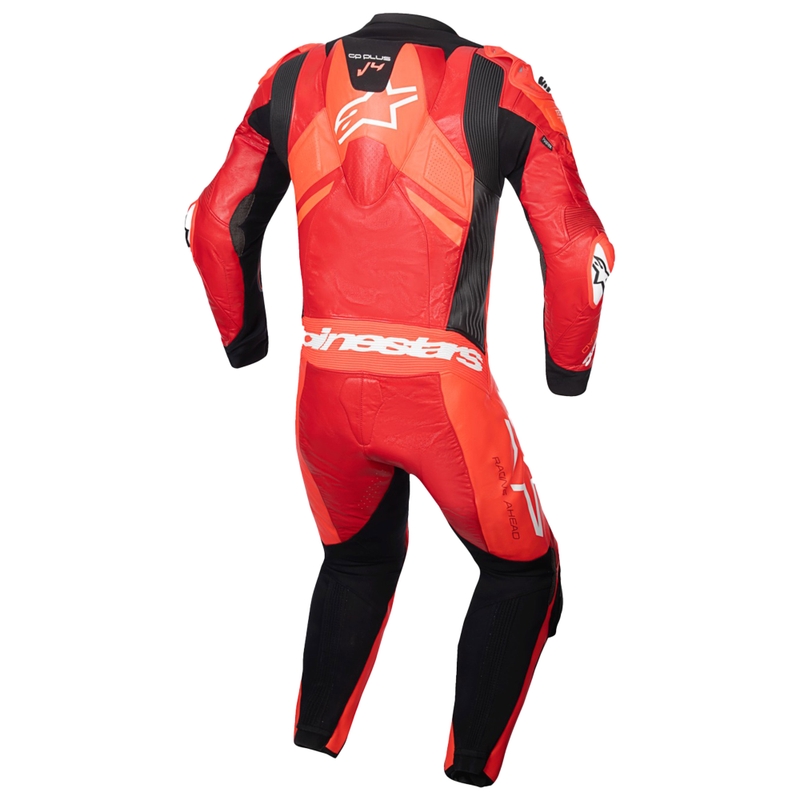 Alpinestars GP Plus V4 Sprint Еднокомпонентен кожен мотоциклетен костюм, съвместим с Tech-air, Fluo Red-Red-White-Black