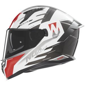 Цяла мото каска NOX N401 Crower бяло-черно-червено