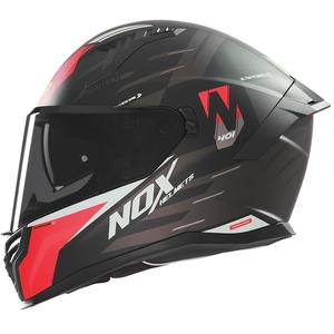 Цяла мото каска NOX N401 Crower матово черно-червена