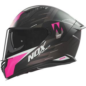 Цяла мото каска NOX N401 Crower мат черно-розова