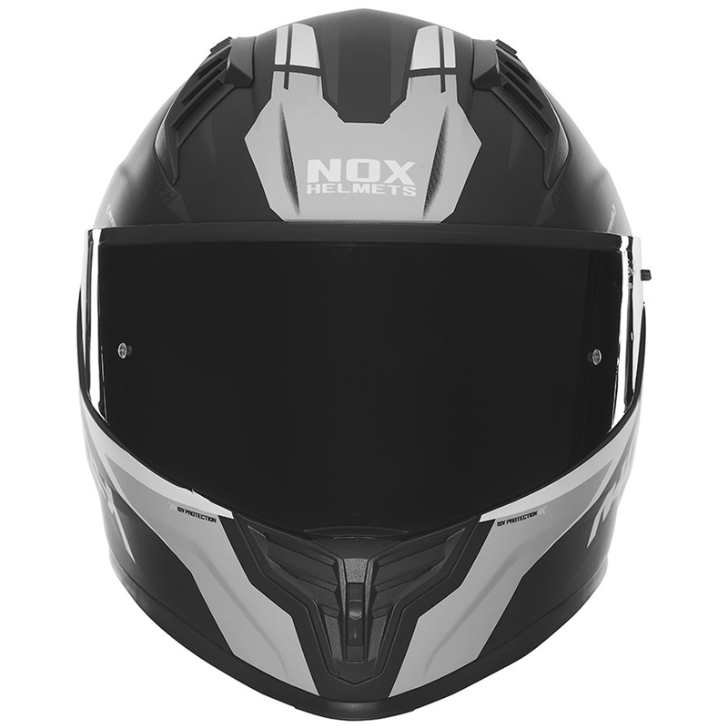 NOX N401 Crower монофасова каска за мотоциклет мат черно-сребриста