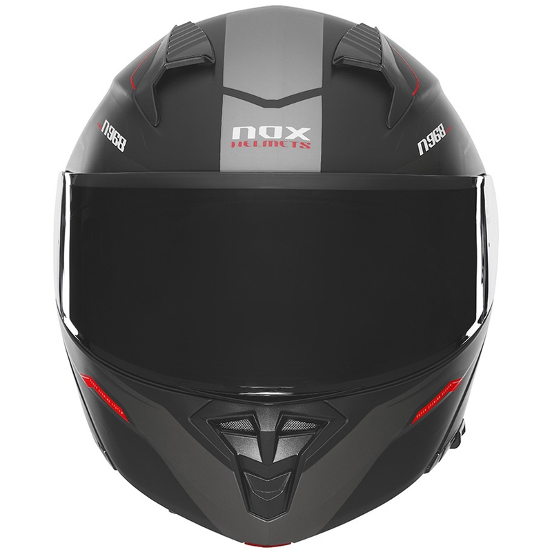 Повдигаща се каска за мотор NOX N968 Ultra матово черно-червена