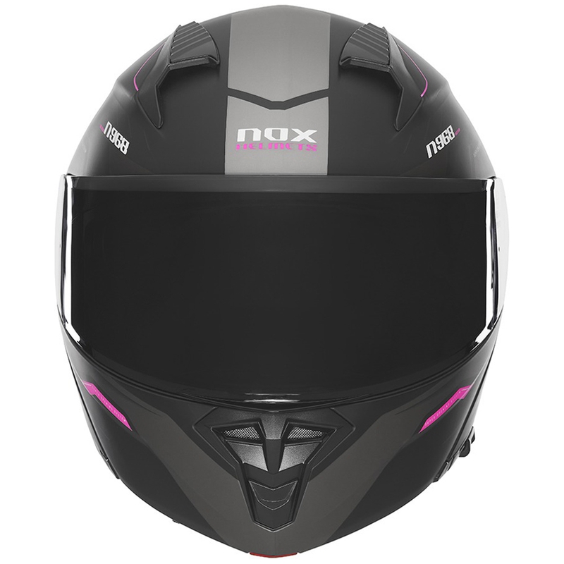 Повдигаща се каска за мотор NOX N968 Ultra матово черно-розово