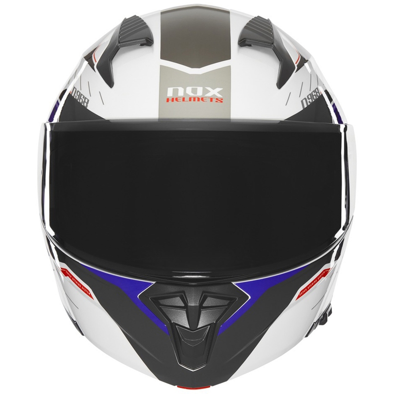 Повдигаща се каска за мотор NOX N968 Ultra бяло-сива