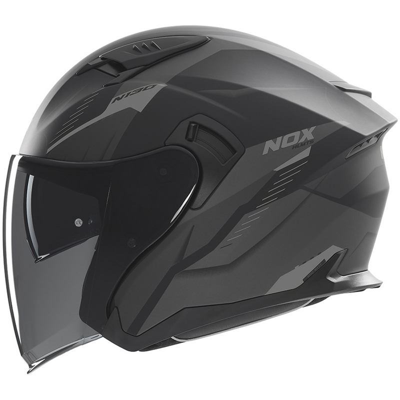 Отворена каска за мотор NOX N130 Myst матово черно-сребристо