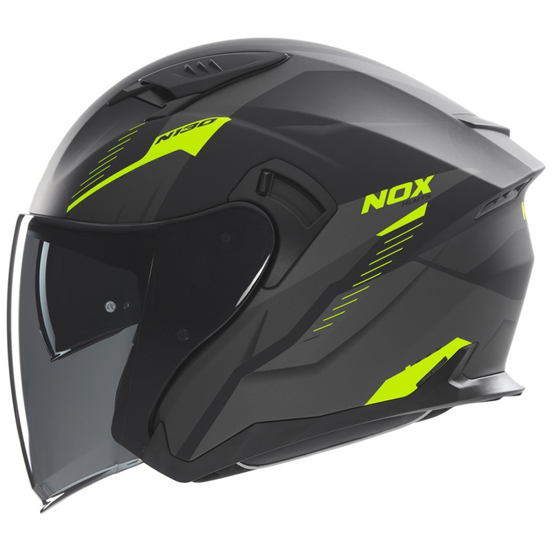 Отворена каска за мотор NOX N130 Myst матово черно-флуо жълто