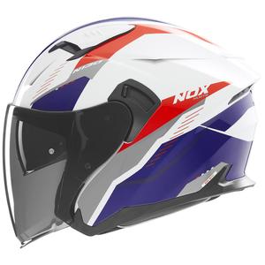 Отворена каска за мотор NOX N130 Myst бяло-синьо-червено