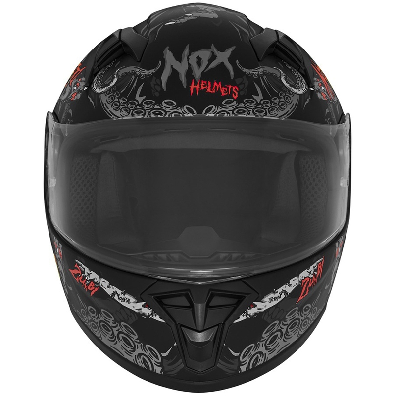 Детска целофисна мото каска NOX N731 ZUMBI мат черно-червена