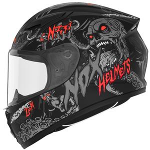 Детска целофисна мото каска NOX N731 ZUMBI мат черно-червена