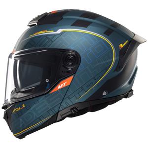 Повдигаща се каска за мотор MT Atom 2 SV Destiny матово зелено-черна