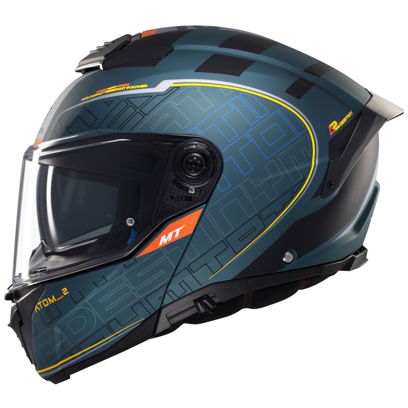 Повдигаща се каска за мотор MT Atom 2 SV Destiny матово зелено-черна