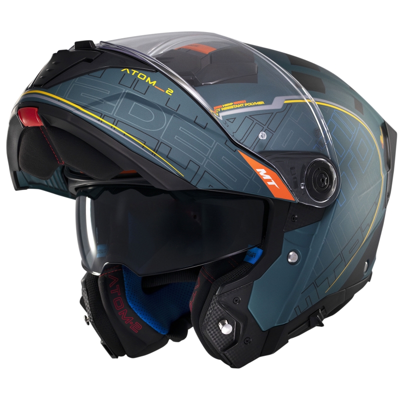Повдигаща се каска за мотор MT Atom 2 SV Destiny матово зелено-черна