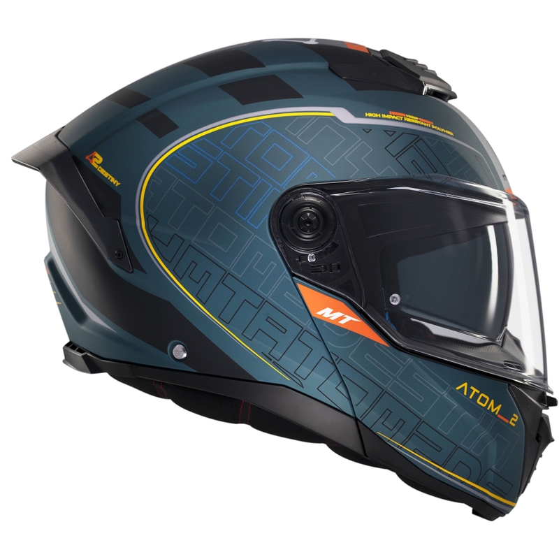 Повдигаща се каска за мотор MT Atom 2 SV Destiny матово зелено-черна