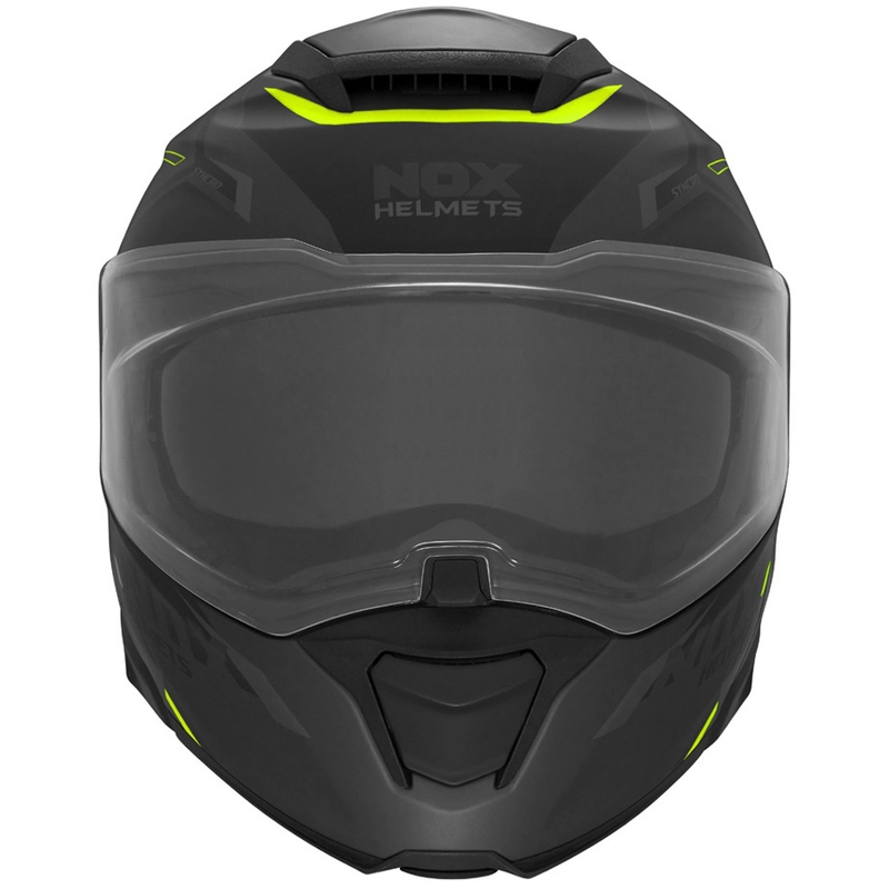 Мото каска с отваряне NOX N967 Synchro матово черно-флуоресцентно жълто