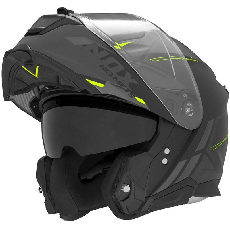 Мото каска с отваряне NOX N967 Synchro матово черно-флуоресцентно жълто