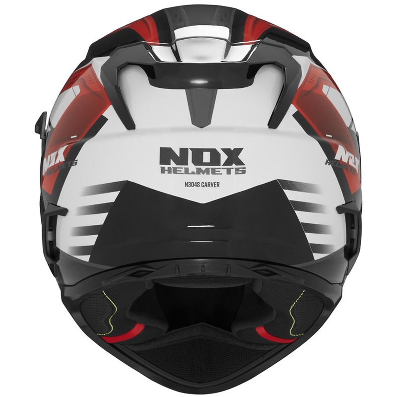 Цяла мото каска NOX N304S CARVER черно-бяло-червено