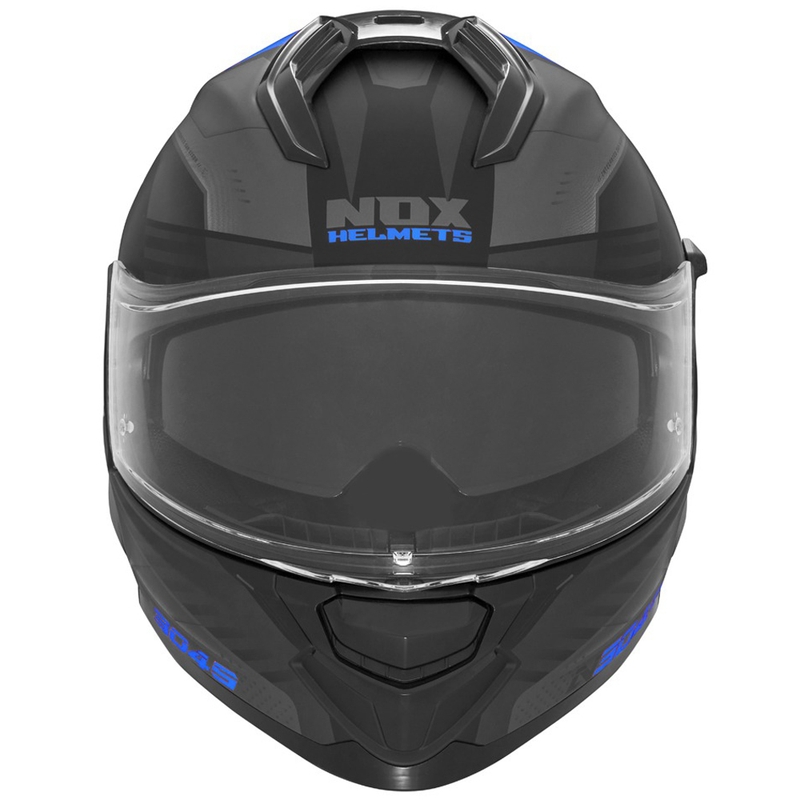 Цяла мото каска NOX N304S CARVER матово черно-синя