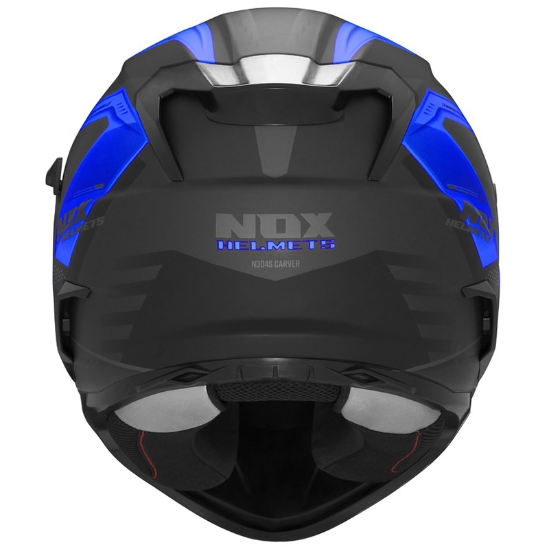 Цяла мото каска NOX N304S CARVER матово черно-синя