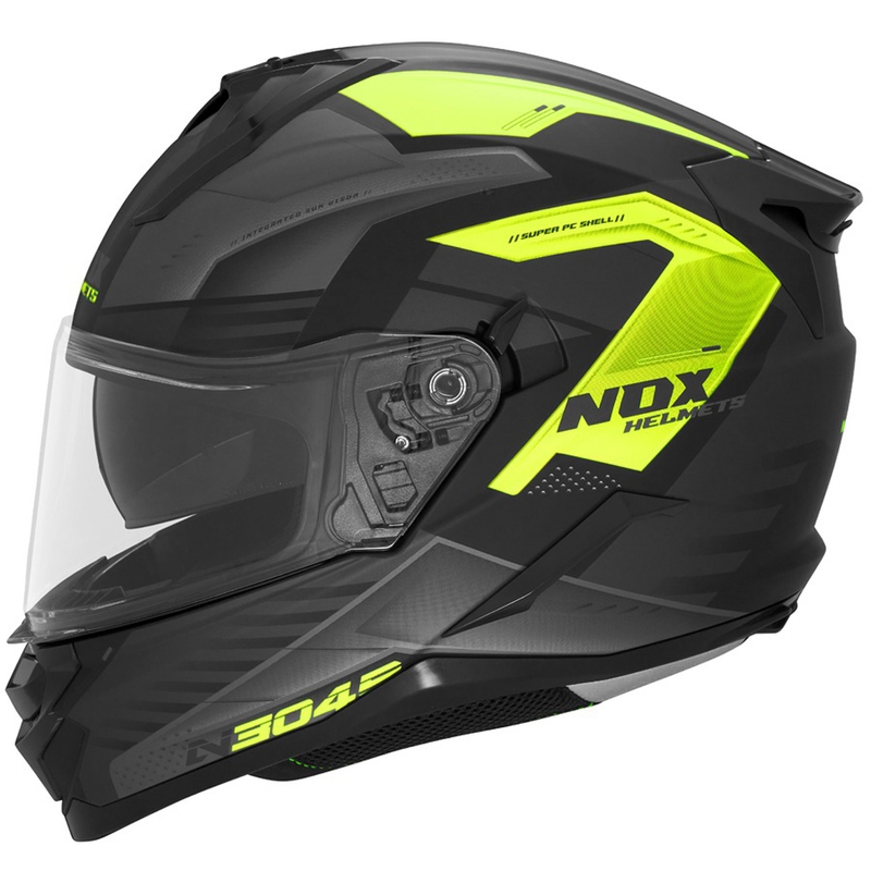 Цяла мото каска NOX N304S CARVER мат черно-жълта
