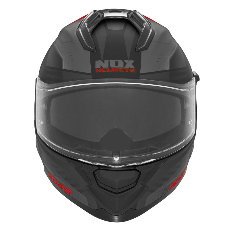 Цяла мото каска NOX N304S CARVER мат черно-червена