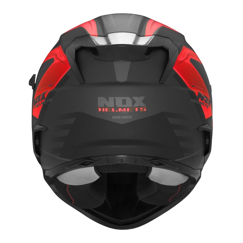 Цяла мото каска NOX N304S CARVER мат черно-червена