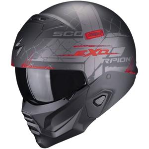 Отворена каска с маска Scorpion EXO-COMBAT II Xenon черно-червен мат
