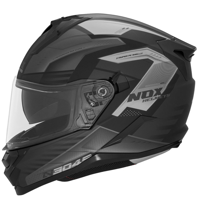 Цяла мото каска NOX N304S CARVER матово черно-титаниева