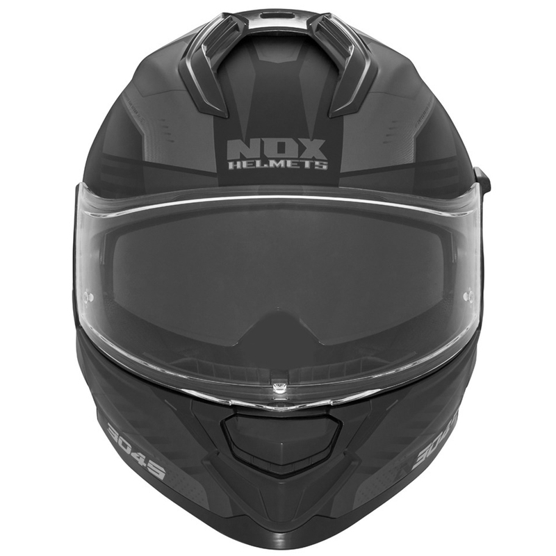 Цяла мото каска NOX N304S CARVER матово черно-титаниева