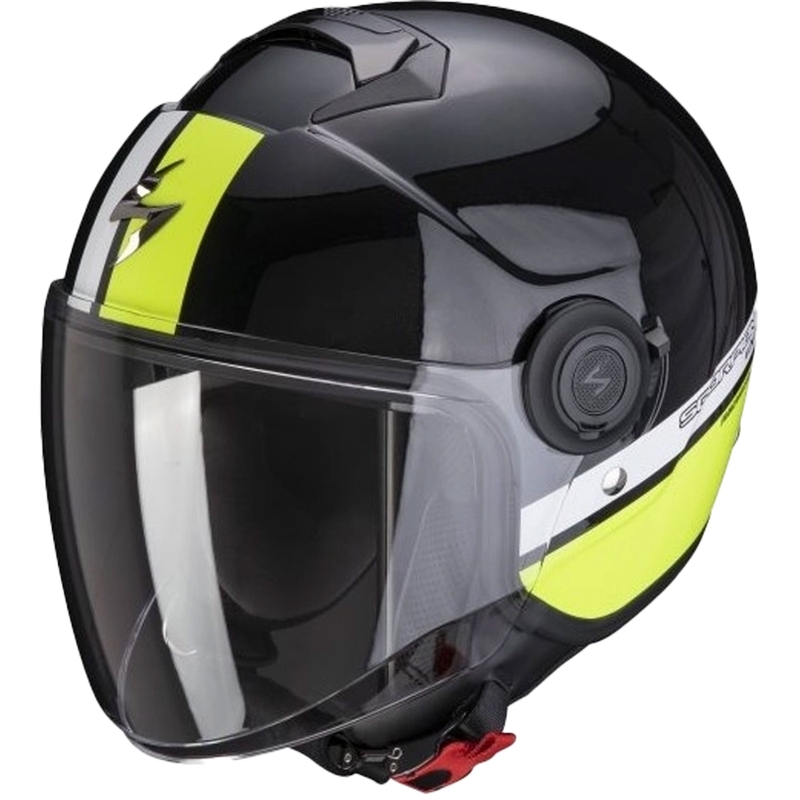 Мотоциклетна каска SCORPION EXO-CITY STRADA pearl black-white-fluo yellow