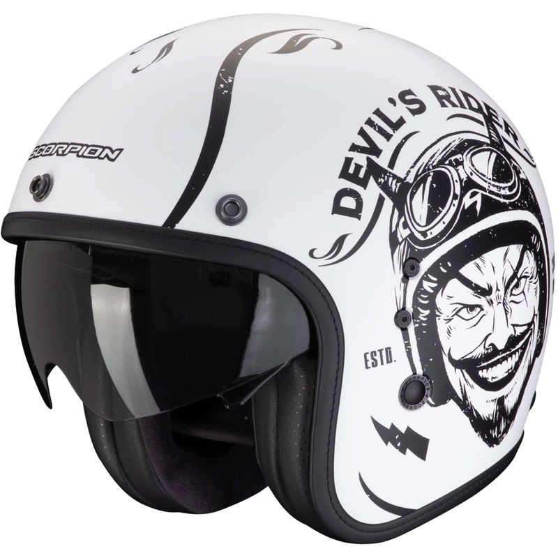 Отворена мотоциклетна каска Scorpion Belfast Evo ROMEO матово черно и бяло разпродажба