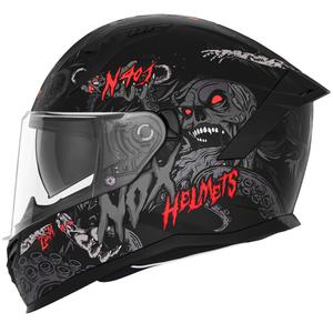 Цяла мото каска NOX N401 ZUMBI мат черно-червена