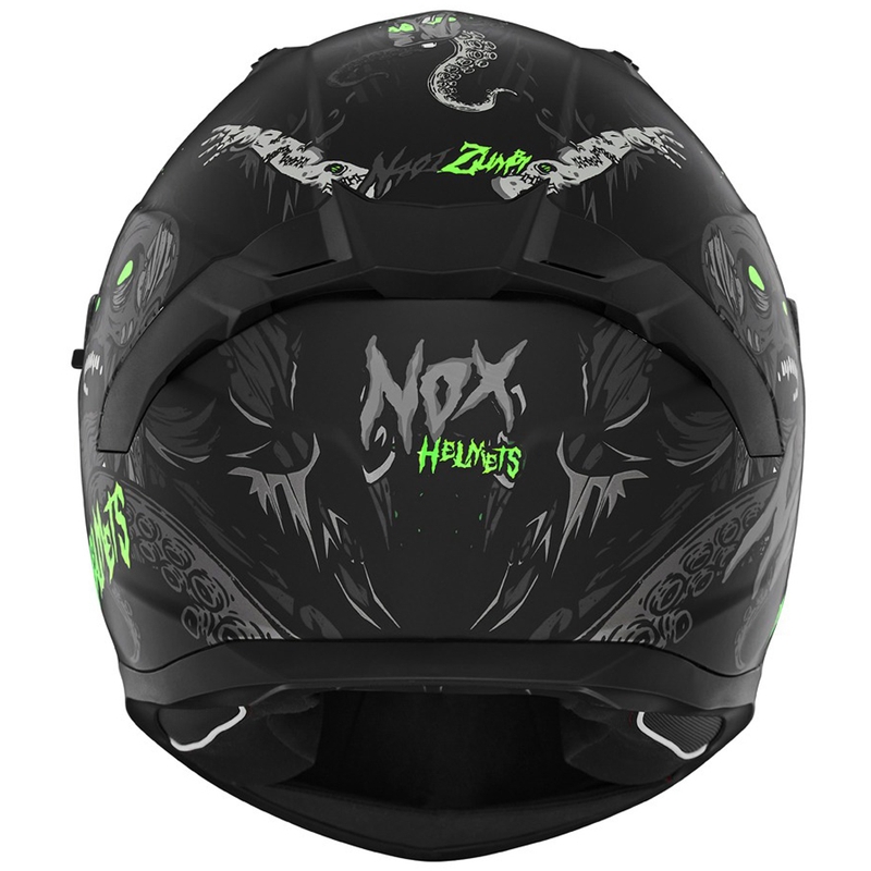 Цяла мото каска NOX N401 ZUMBI матово черно-флуо зелено