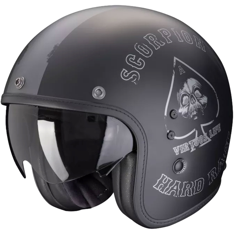 Отворена мотоциклетна каска Scorpion Belfast Evo Spade Matte Black-Silver
