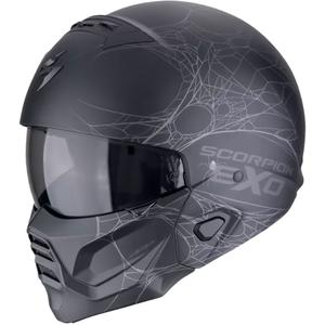 Модулна мотоциклетна каска Scorpion EXO-COMBAT II SPIDERWEB матирана черно-сребърна