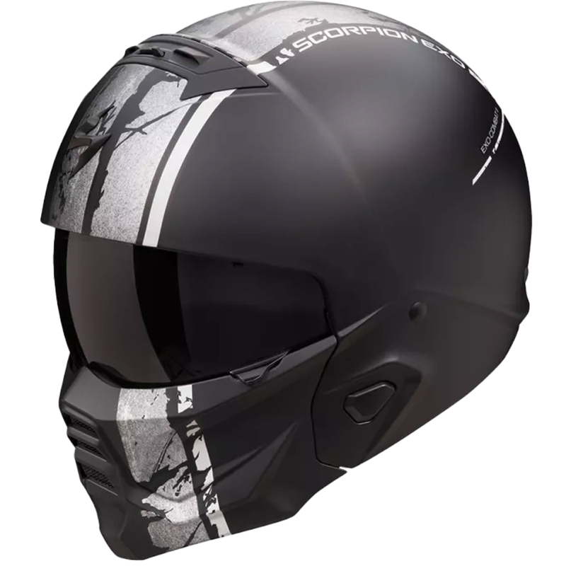 Модулна каска Scorpion EXO-COMBAT II LORD матово черно-сребърна разпродажба