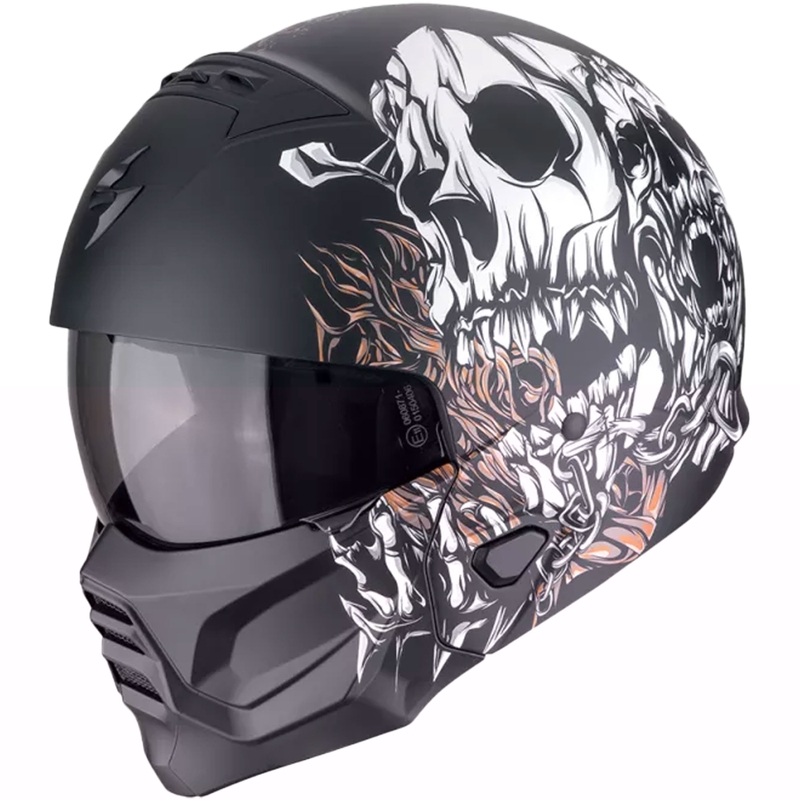 Модулна мотоциклетна каска Scorpion EXO-COMBAT II GENESIS матова черно-бяло-златиста