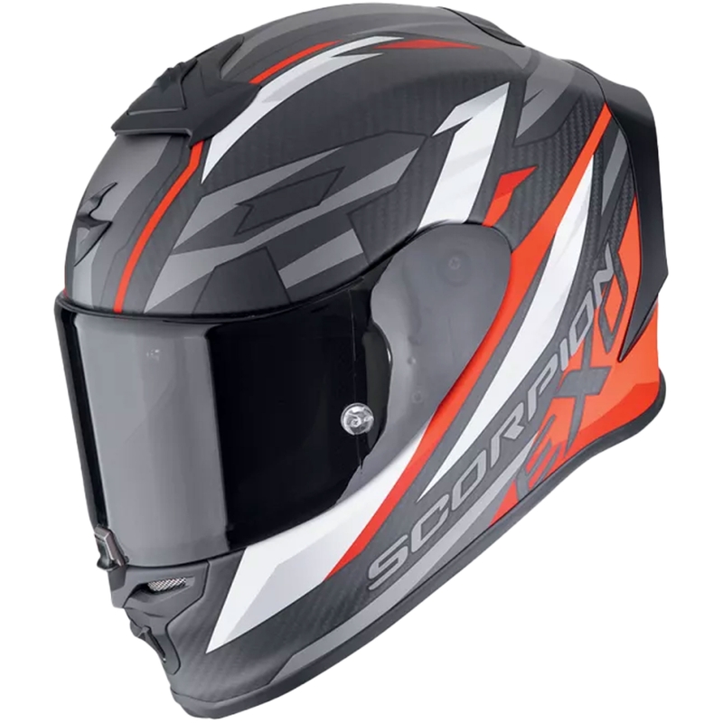 Интегрална мотоциклетна каска Scorpion EXO-R1 EVO CARBON AIR RUNNER матово черно-червена