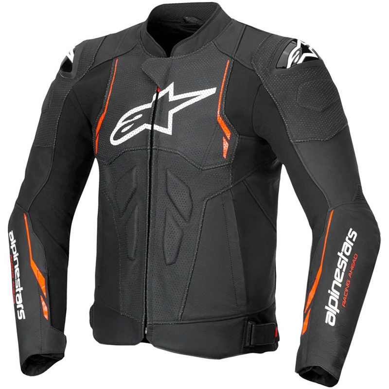 Alpinestars Dusk Airflow кожено мотоциклетно яке черно-червено флуор